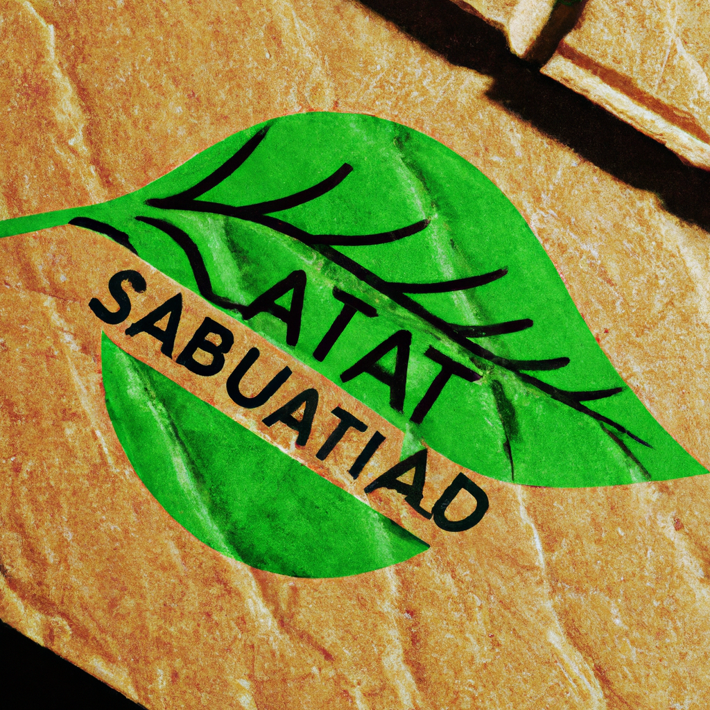 Recycled cardboard pizza box with green sustainability stamp and leaf icon